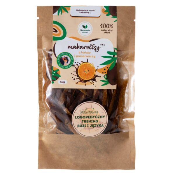 Owocowy makaron kakao - pomarańcza Makarollsy Naturalnie Zdrowi, 50g
